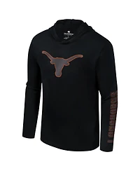 Colosseum Men's Black Texas Longhorns Color Pop Active Blend 2-Hit Long Sleeve Hooded T-Shirt