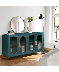 Slickblue Wood Tv Stand for 65"+ TVs Media Console with Storage Cabinet and Adjustable Shelves for Living Room and Bedroom