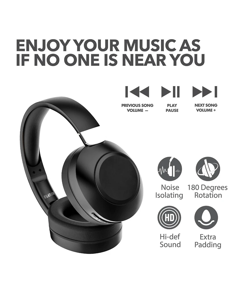 Rca Wave-54 Bluetooth Headphones, 40H Playtime, Hi-Res Audio