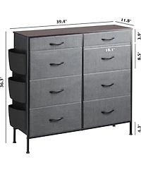 Wlive Dresser for Bedroom with 8 Drawers Tall Storage Tower with Drawer Organizers Side Pockets and Hooks Fabric Dresser Chest of Drawers for Living R