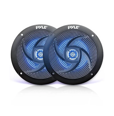 Pyle 5.25" Waterproof Marine Led Speakers - Low Profile, 2-Way, 180W (PLMRS53BL), Blue Led
