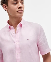 Tommy Hilfiger Men's Short-Sleeve Pigment-Dyed Linen Button-Front Shirt