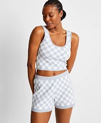 State of Day Women's Checkered Loungewear Bralette Short Set, Exclusively at Macy's