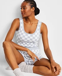 State of Day Women's Checkered Loungewear Bralette Short Set, Exclusively at Macy's