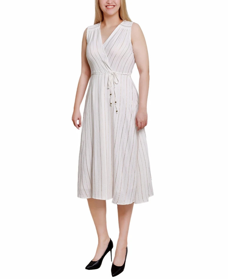Ny Collection Women's Sleeveless Surplice Vertical Stripe Dress