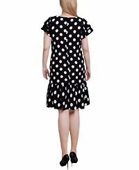 Ny Collection Women's Double Layer Flutter Sleeve Dress