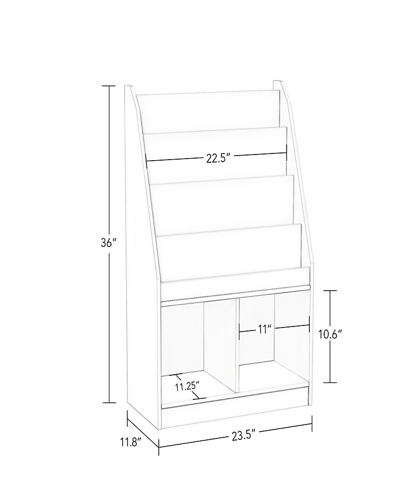 Kids Book Rack with 2 Cubbies