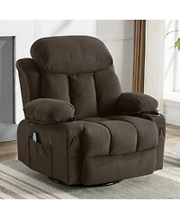 Swinging Recliner Massage Heated Sofa with Usb and 2 Cup Holders