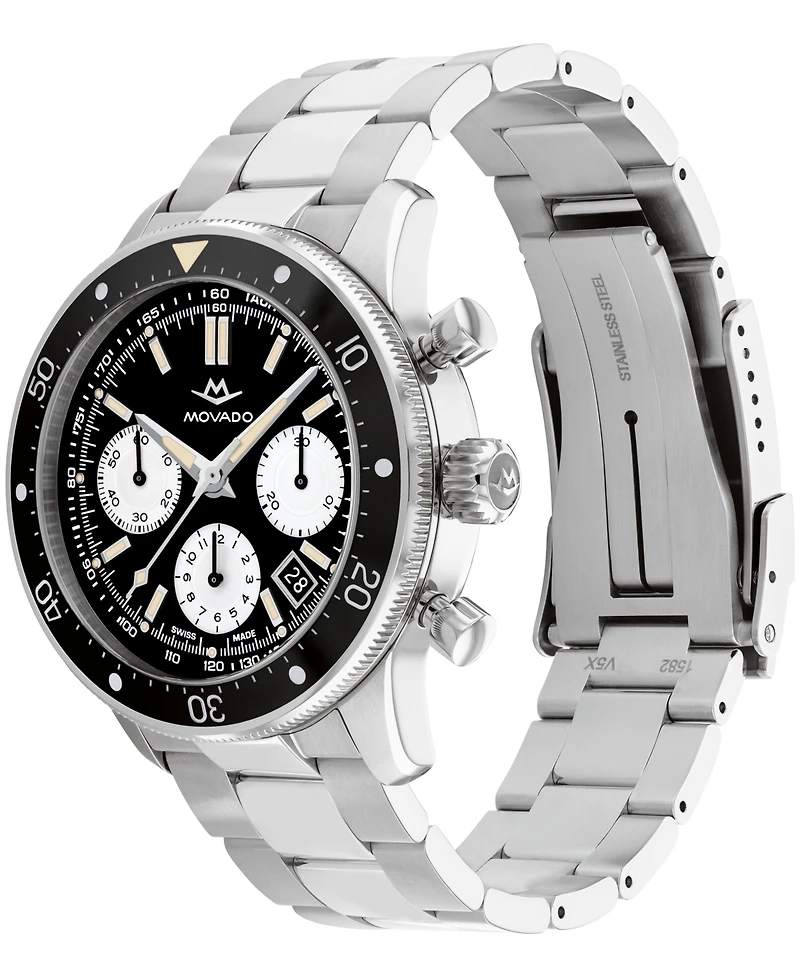 Movado Men's Super Sub Sea Alta Swiss Automatic-Chronograph Dura Steel 904L Watch