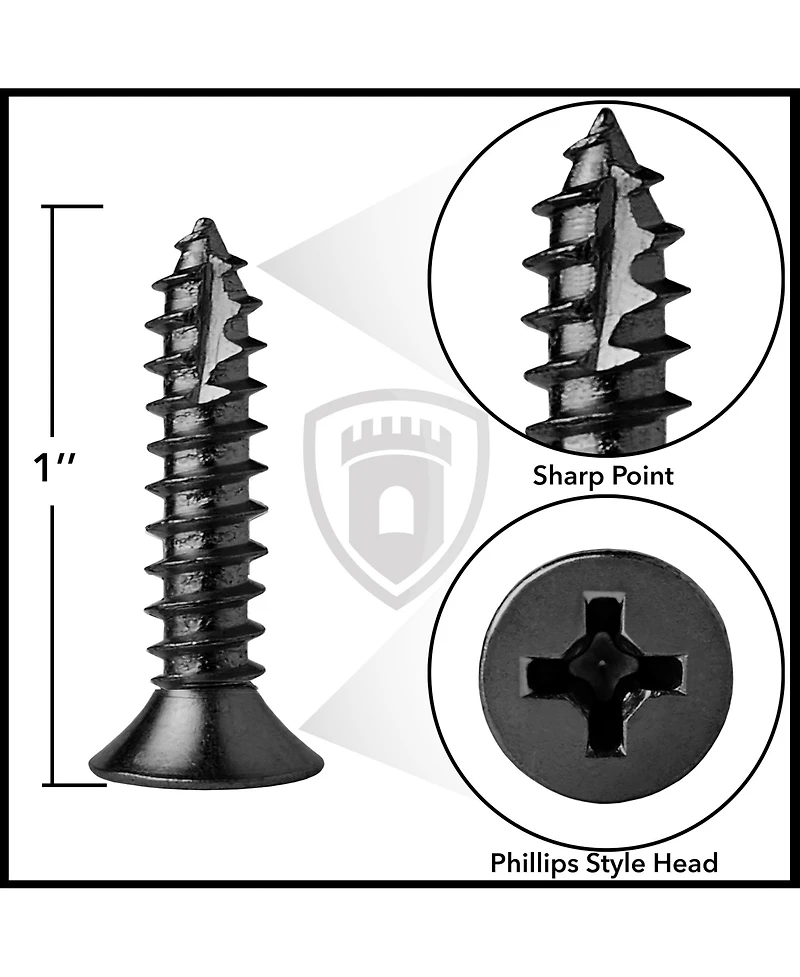Cauldham Bright Brass Wood Screws #9 x 1 Inch for Door Hinges - 25 pack
