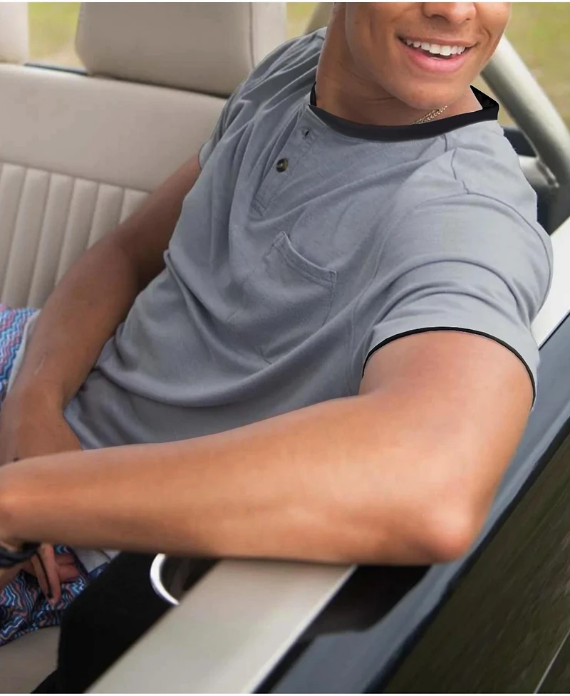 Mio Marino Men's Short Sleeve Henley T-Shirt