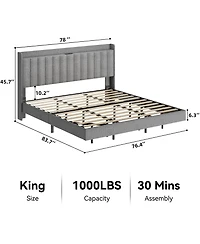 gaomon King Size Floating Bed Frame with Led Lights