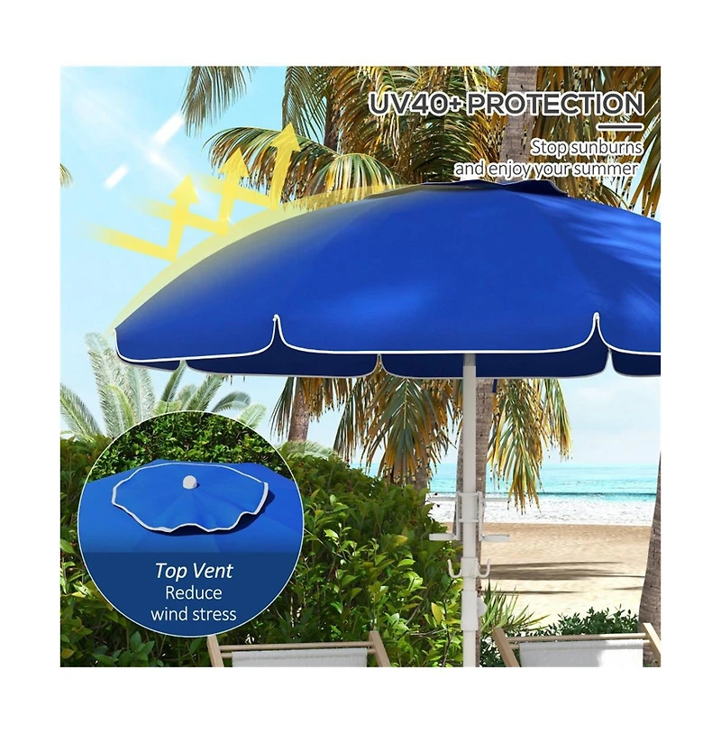 Slickblue Sapphire Outdoor Beach Umbrella - Stylish Portable Sunshade for Beach, Patio, and Outdoor Use