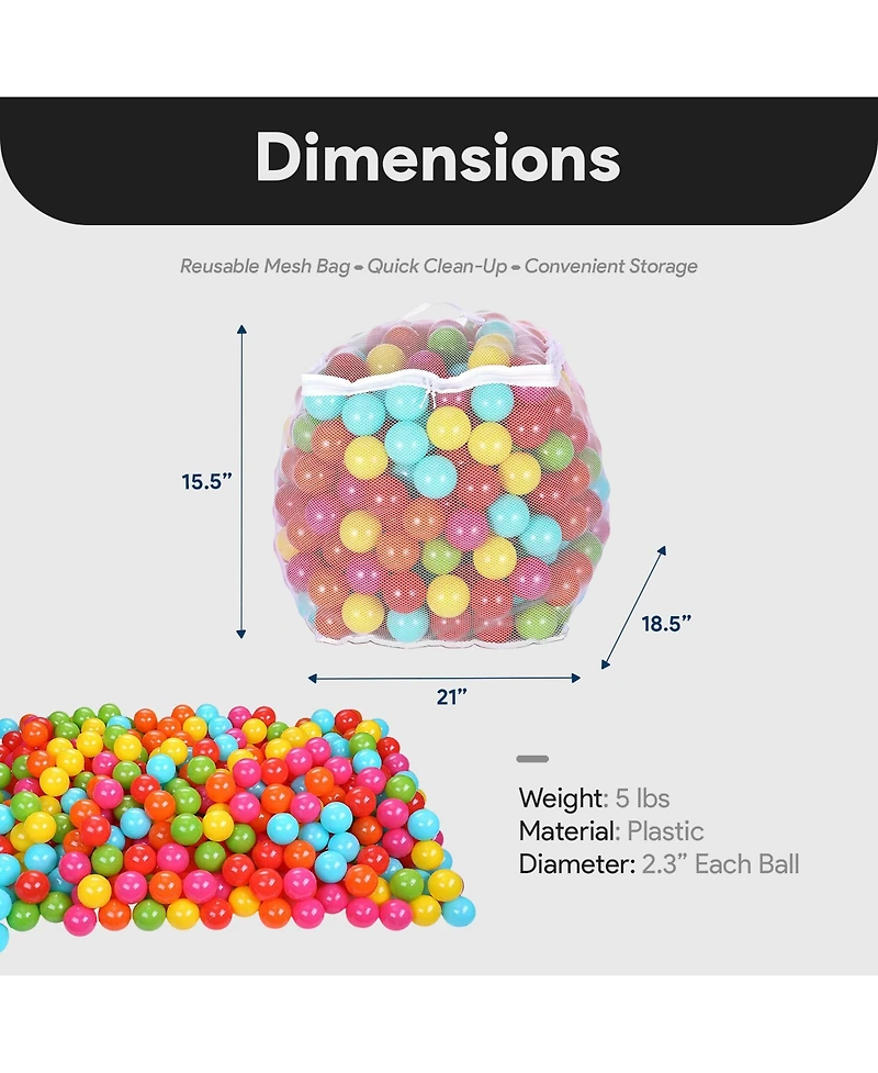 BalanceFrom Fitness 2.3 In Crush Proof Play Pit Balls w/ Storage Bag, Multicolor
