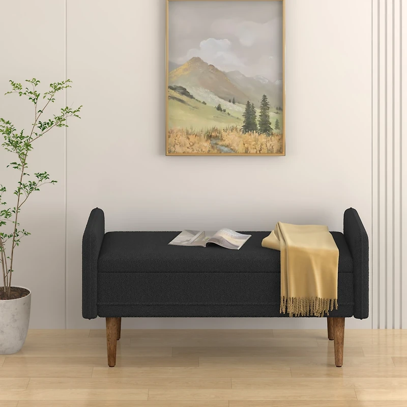 Streamdale Teddy Velvet Storage Stool with Storage