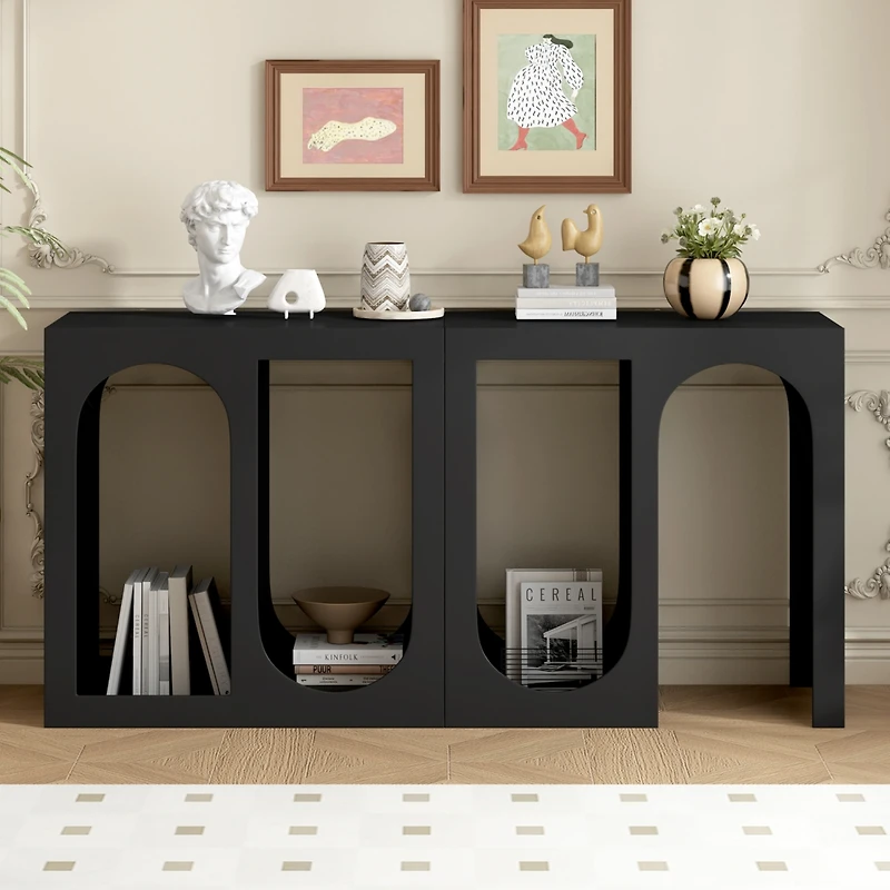 Streamdale Modular Entryway Console Table with Curved and Rectangular Design