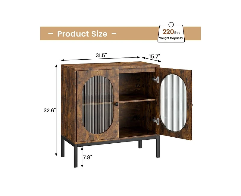 gaomon Buffet Cabinet, Rattan Storage Cabinet with Doors and Shelves, Accent Cabinet Sideboard, Wood Console Cabinet with Storage Entryway Cabinet for