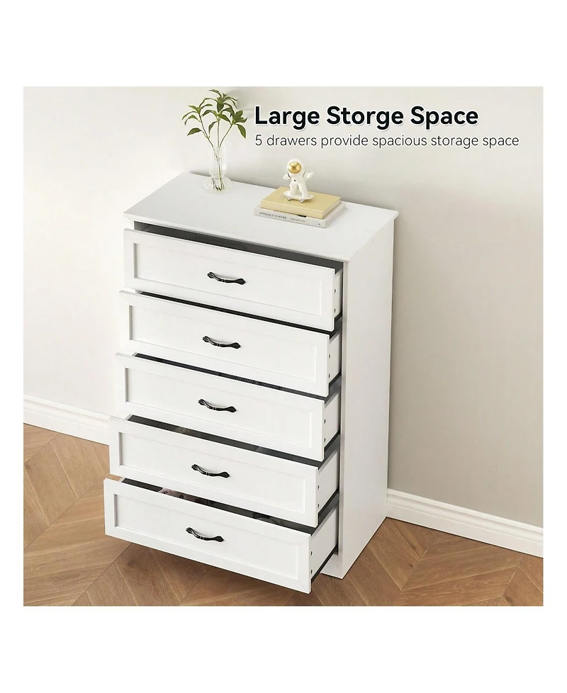 Modern 5 Drawers Dresser, Chest Of Drawers Closet Organizers And Storage Clothes, Modern Dressers For Closet Living Room, Kids Bedroom (5 Drawers Dres