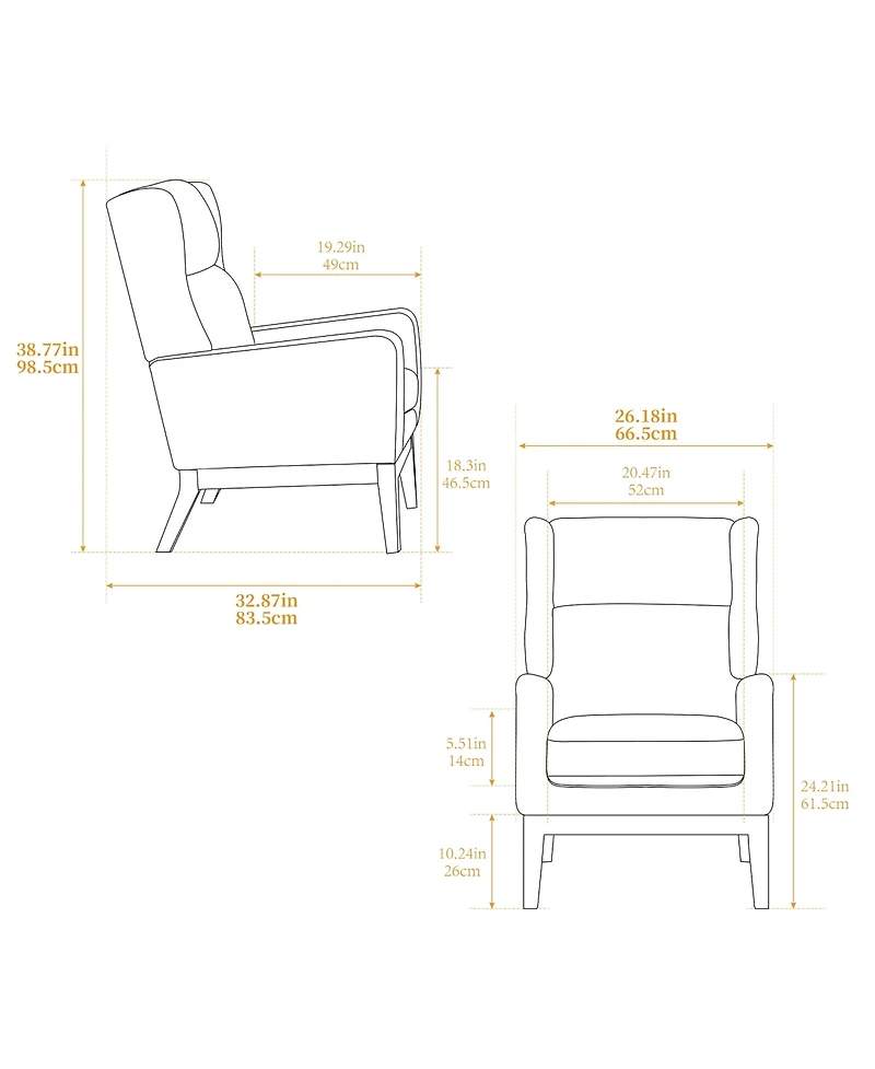 Streamdale Modern High-Back Accent Armchair for Living Spaces