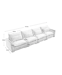 Streamdale Furniture 4 Seater Deep Seat Couches for Living Room, Comfy Beige Corduroy Sofas for Living Room Modern with 4 Waist Pillows