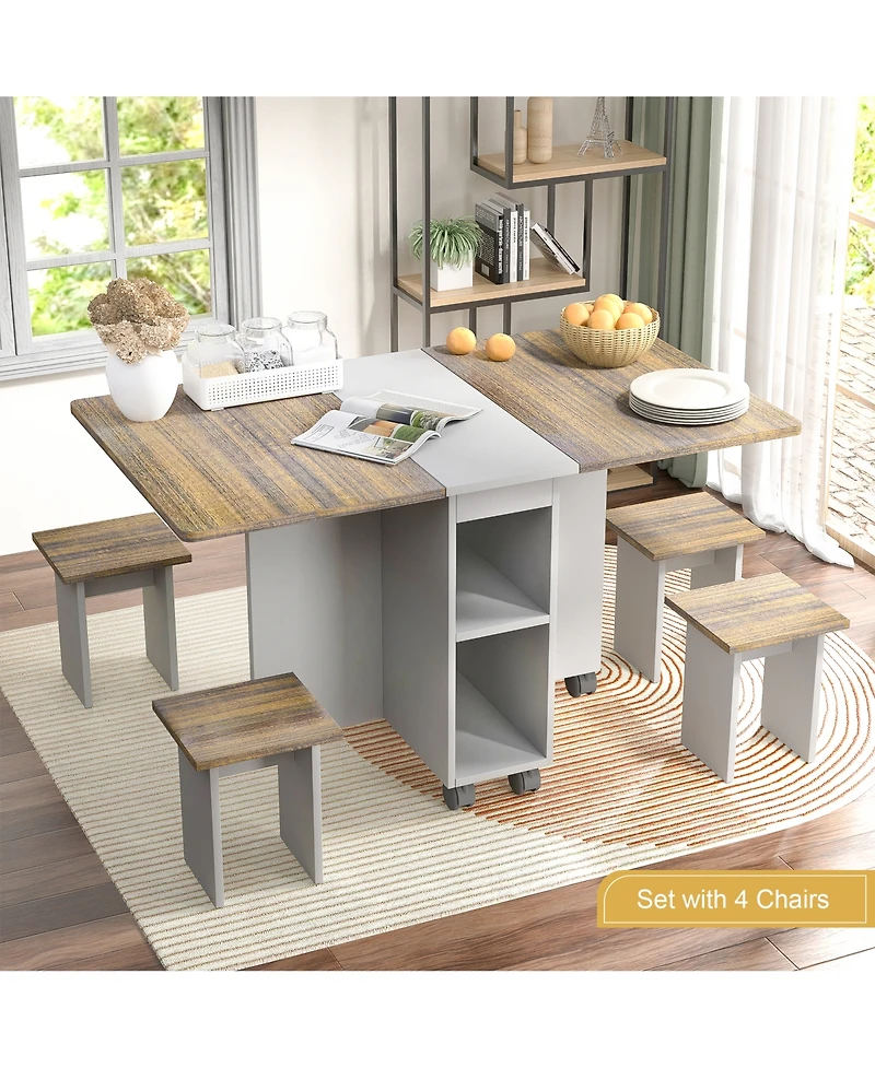 Streamdale 5-Piece Extendable Dining Table Set with Storage