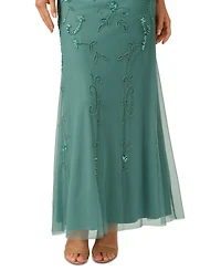 Adrianna Papell Women's Boat-Neck Short-Sleeve Beaded Blouson Gown