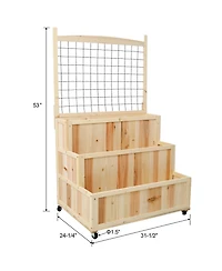 Streamdale 3-Tier Elevated Garden Trellis, Vertical Planter on Wheels