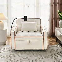 Streamdale Furniture Convertible Sleeper Chair Sofa Bed Adjustable Pull Out Sleeper Chair Bed Multi-Pockets Folding Sofa Bed for Living Room Bedroom S