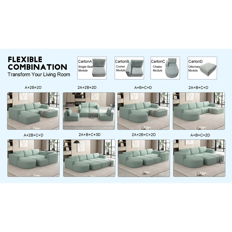 Streamdale Modular Sectional Sofa Set with Chaise and Ottoman