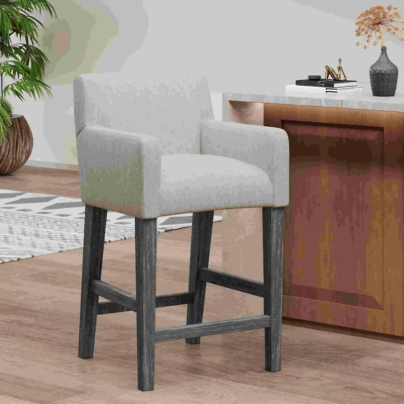 26'' Upholstered Counter Height Stool with Wood Legs, 1-Pack for Kitchen or Home Bar -The Pop Home