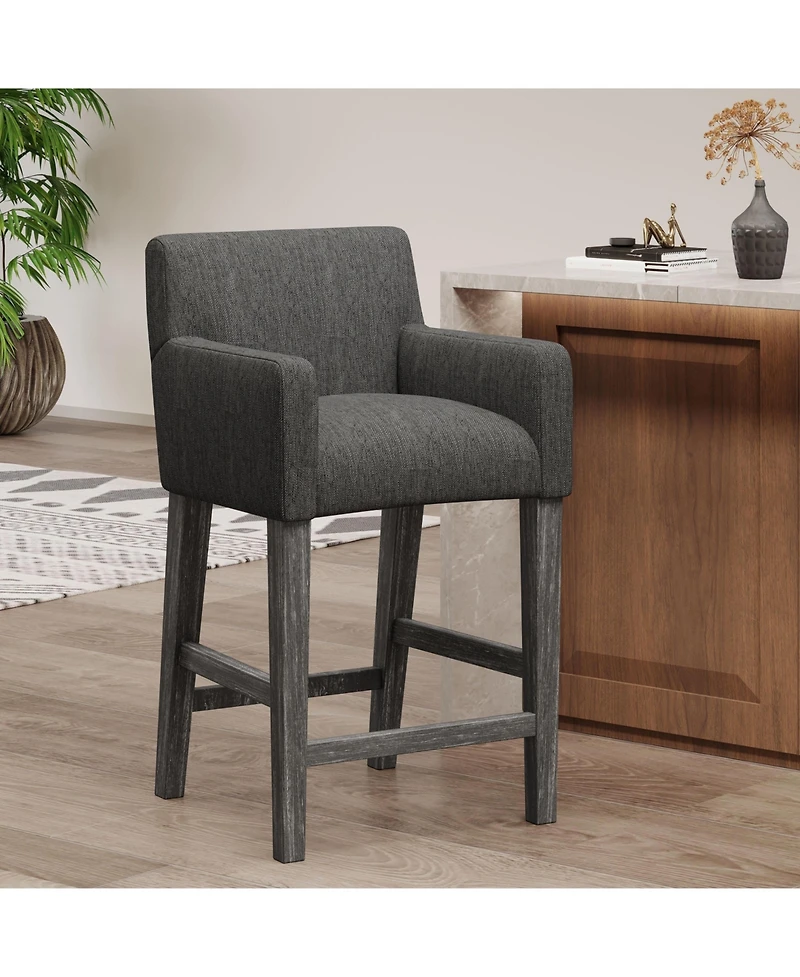26'' Upholstered Counter Height Stool with Wood Legs, 1-Pack for Kitchen or Home Bar -The Pop