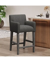 26'' Upholstered Counter Height Stool with Wood Legs, 1-Pack for Kitchen or Home Bar -The Pop