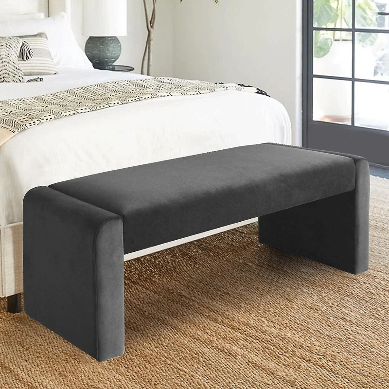 47" Velvet Benches Look, Waterfall Upholstered Bench-Maison Boucle