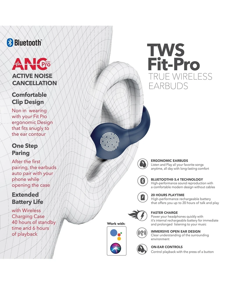 Rca Wave-66 True Wireless Earbuds, Bluetooth, 20H Playtime