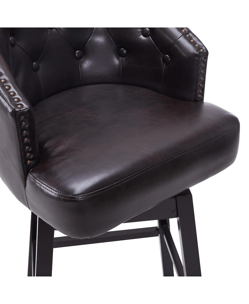 Streamdale Furniture 33.25" Swivel Counter Stools Set of 2, Upholstered Counter Height Bar Stools with Solid Rubber Wood Frame, Backrest, Footres