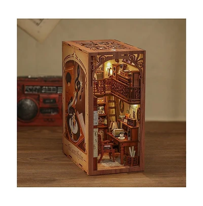 Cutebee Diy Book Nook Kit, Bookshelf Insert Decor Diy Miniature Music House Dollhouse Kit for Adults and Teens, Booknook Model Build Creativity Gift K