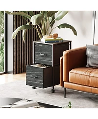 2 Drawer Mobile File Cabinet, Rolling Printer Stand, Fabric Vertical Filing Cabinet fits A4 or Letter Size for Home Office