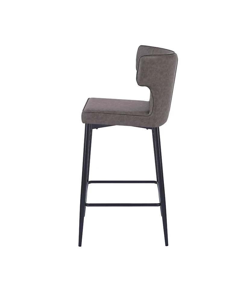 Streamdale Furniture 28inch Counter Height Bar Stools Set of 2, Modern Bar Upholstered Chairs with Pu Leather, Metal Footrest and Frame for Kitchen Is