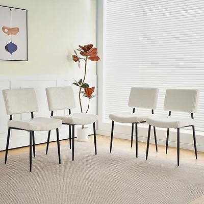 Streamdale Beige Fabric Dining Chairs Set of 4