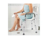 gaomon Shower Seat, Adjustable Height Shower Chair, with Padded Armrests and Back, Inside Shower Seat Support 350 Lb Capacity