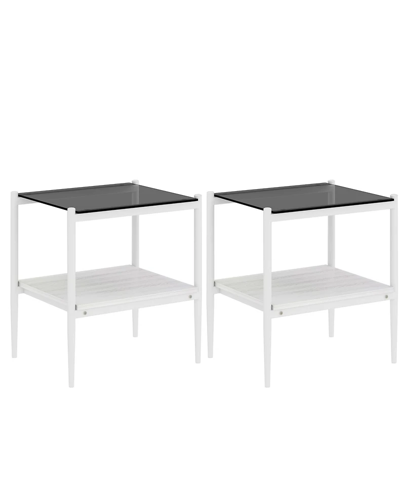 Coffee Table and End tables Set of 3, Tempered Glass Table with Mdf layer, Modern Tables for Living Room