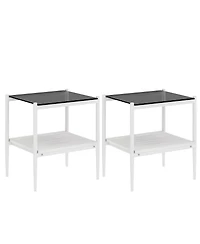 Coffee Table and End tables Set of 3, Tempered Glass Table with Mdf layer, Modern Tables for Living Room