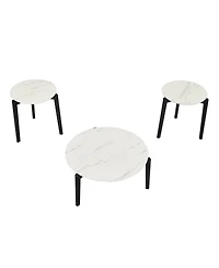 Streamdale Modern Small Coffee Table with Imitation Marble Top