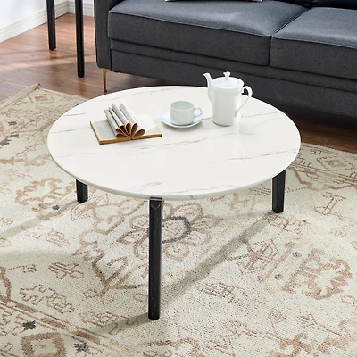 Streamdale Modern Small Coffee Table with Imitation Marble Top