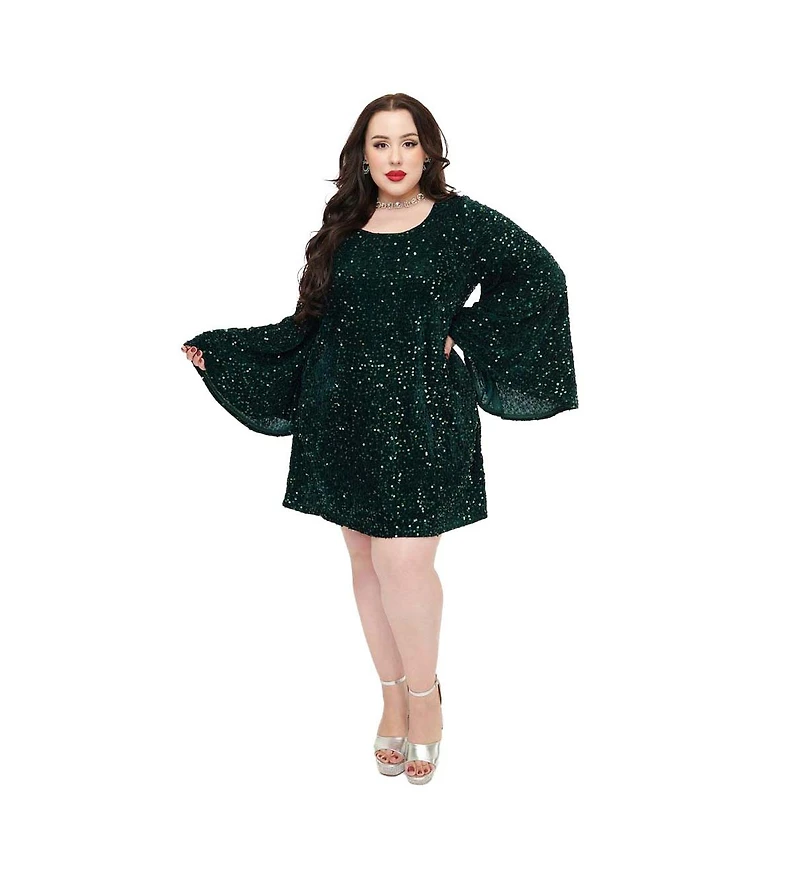 Smak Parlour Plus Size Angel Sleeve Downtown Scene Mini Fit & Flare Dress