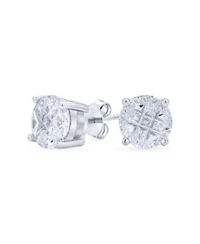 Bling Jewelry Round Solitaire Cz Invisible Cut Checkboard Cubic Zirconia Stud Earrings Sterling Silver