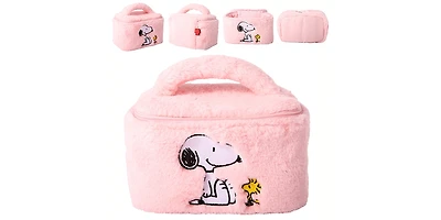Peanuts Snoopy Fluffy Cosmetic Bag for Travel - Soft Plush Toiletry Makeup Cosmetic Jewelry Pouch