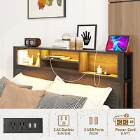 Streamdale Full Size Storage Bed Frame with Charging Station & Bookcase