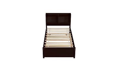 Slickblue Twin Bed with Trundle and Bookcase - Space-Saving Bedroom Furniture for Sleepovers and Storage