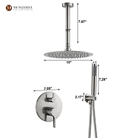 Brush Nickel 10 Inch Round Bathroom Shower Combo Set